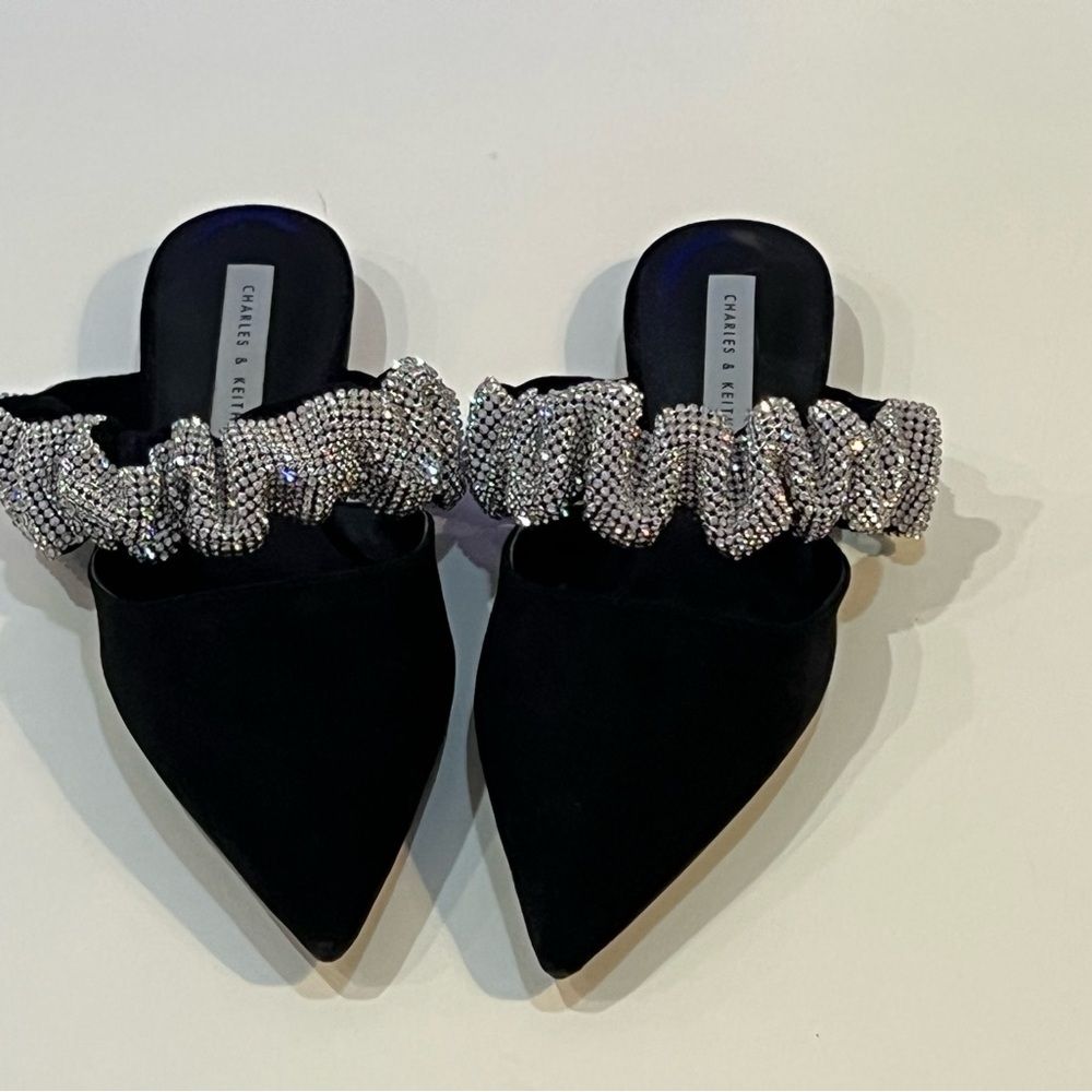 Charles & Keith Black Embellished Women's Mules